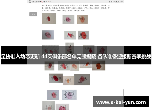 足协准入动态更新 44支俱乐部名单完整揭晓 各队准备迎接新赛季挑战 足协准入动态更新 44支俱乐部名单完整揭晓 各队准备迎接新赛季挑战